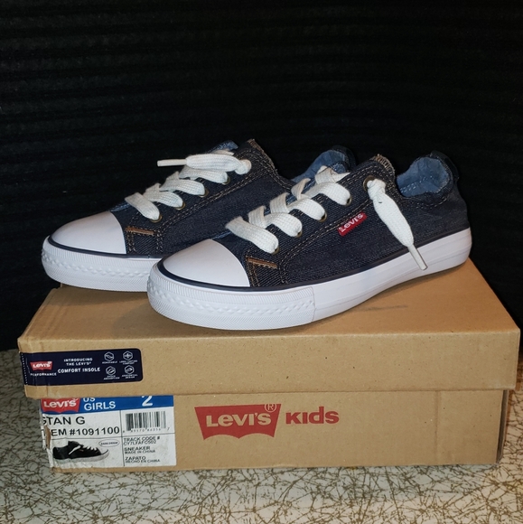 NIB Levi's Girl's Stan G Denim Sneaker with Comfort Insole Size 2 - Picture 2 of 9